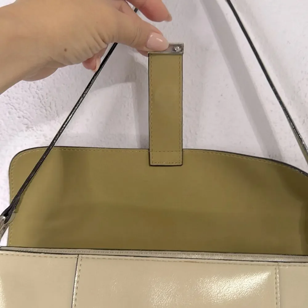 Mondani New York Women Y2K Style Cream Simulated Leather Shoulder Bag